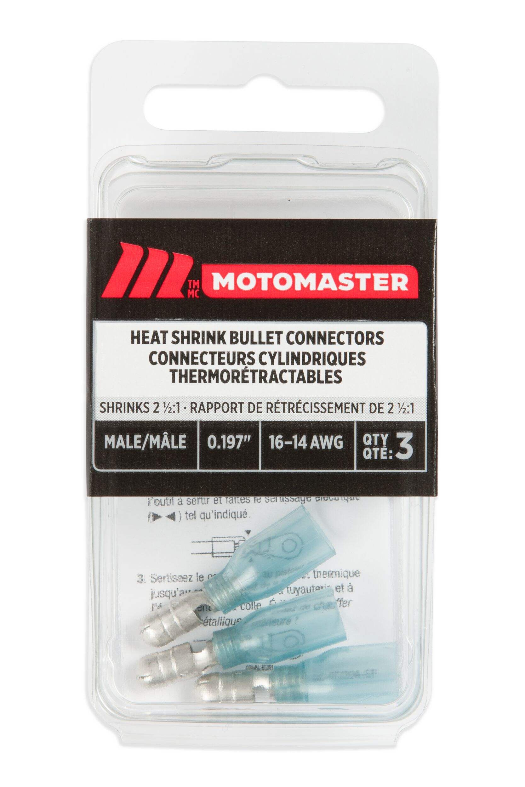 MotoMaster Heat Shrinkable Bullet Connector, 3-pk Front_Flat