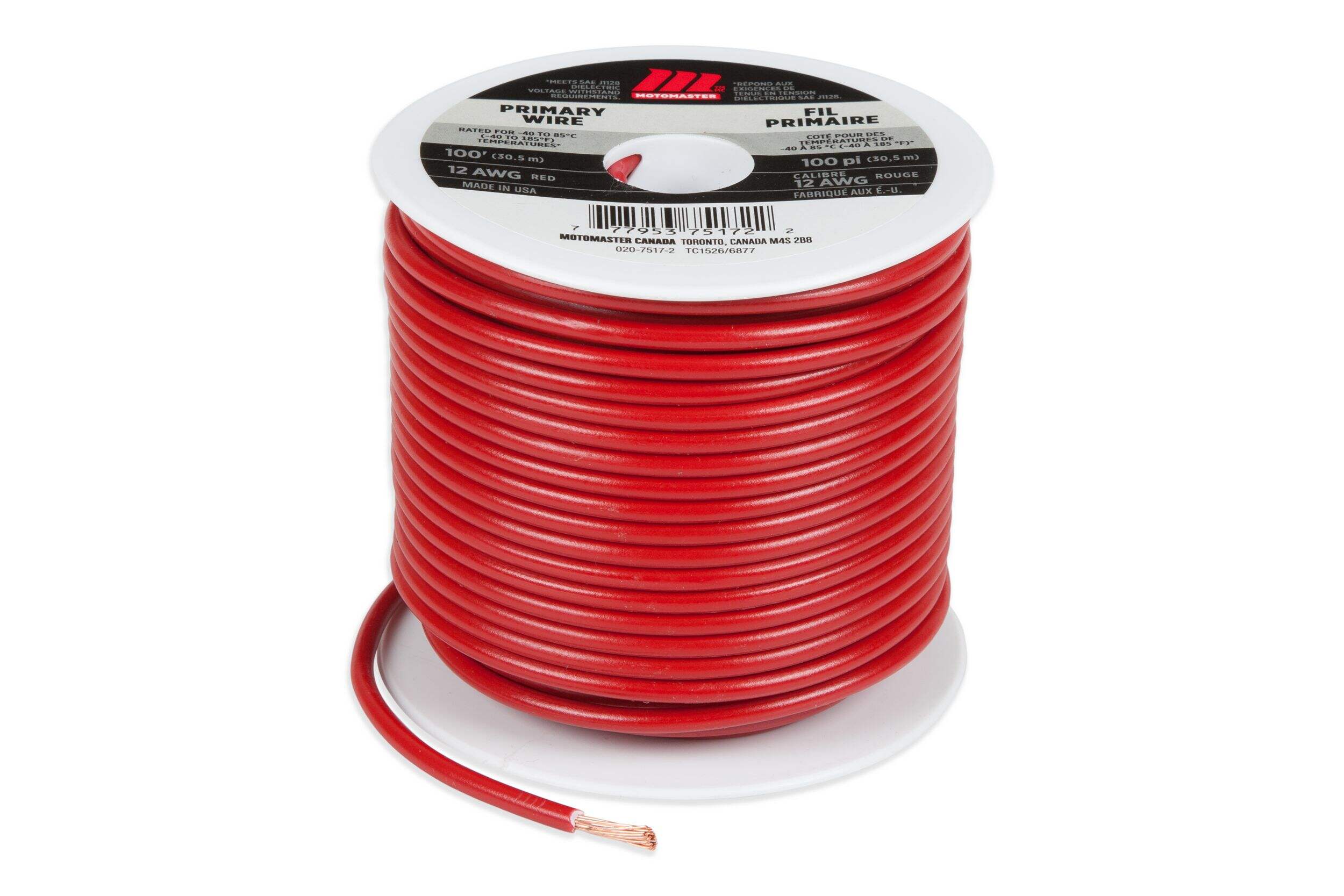 MotoMaster 12 AWG, Red 100-ft Front_Elevated