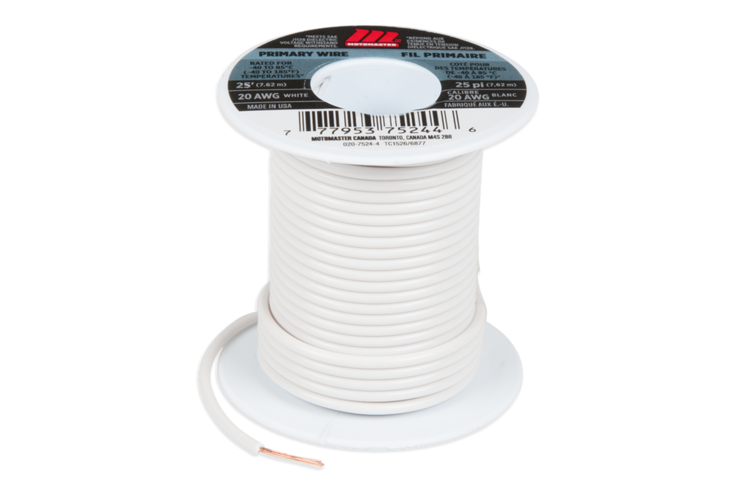 MotoMaster 20 AWG Wire, White, 25ft Canadian Tire