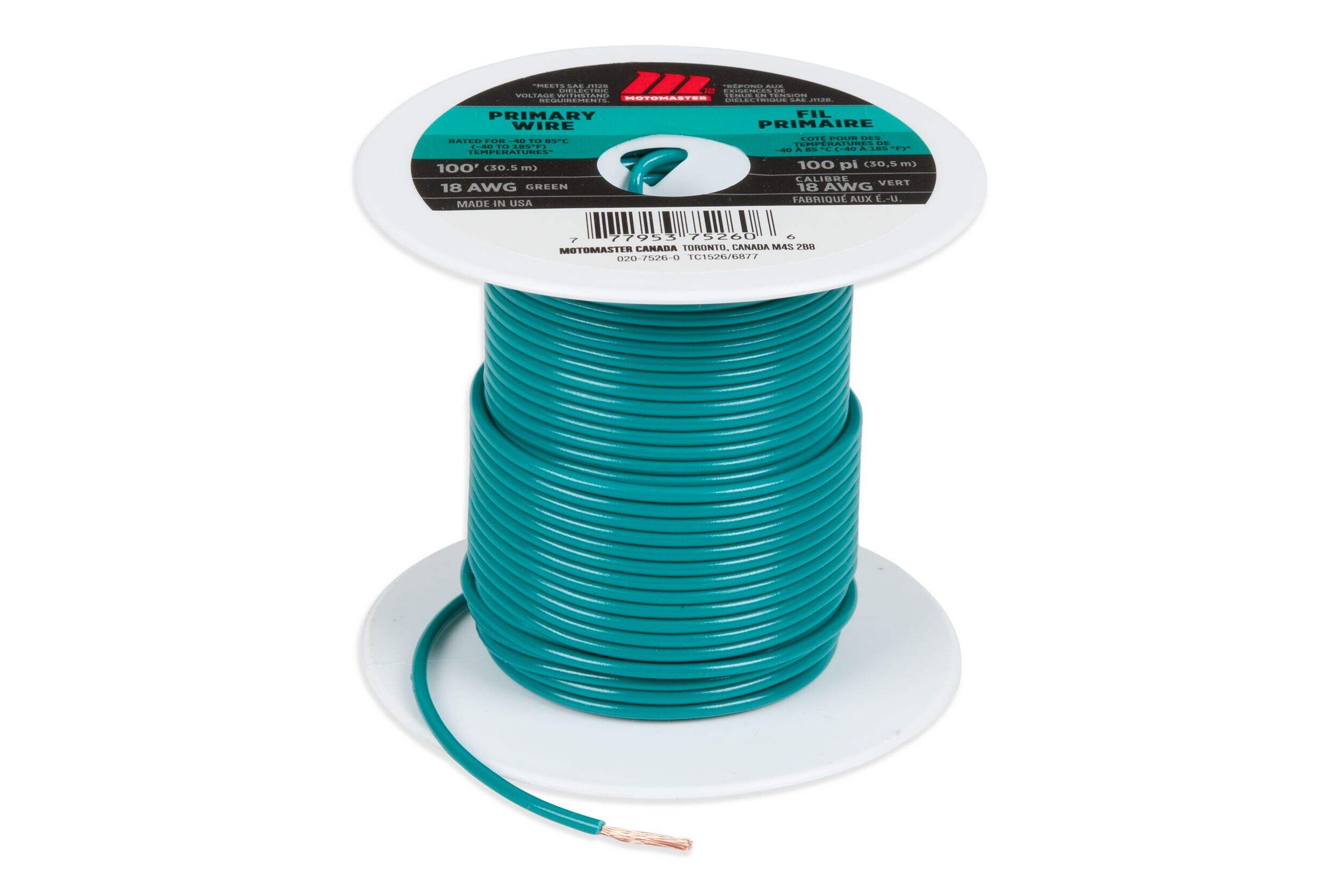 Fil MotoMaster 18 AWG, vert, 100 pi Front_Elevated