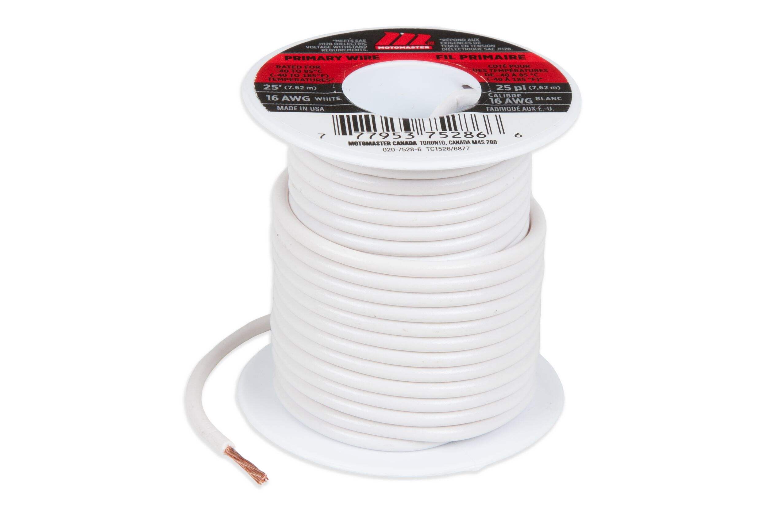 Fil MotoMaster 16 AWG, blanc, 25 pi Front_Elevated