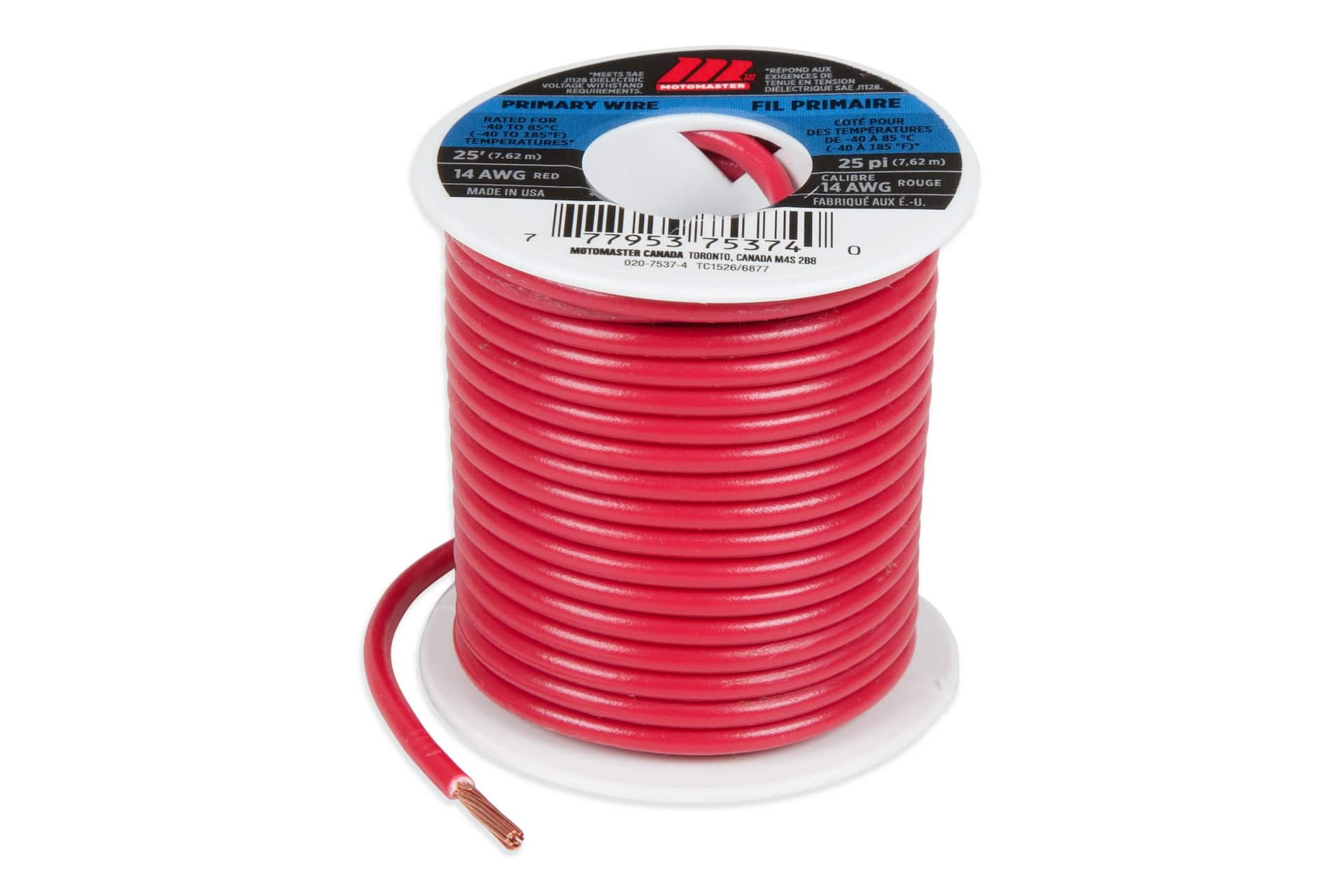 MotoMaster 14 AWG Wire Cable, Red, 25-ft