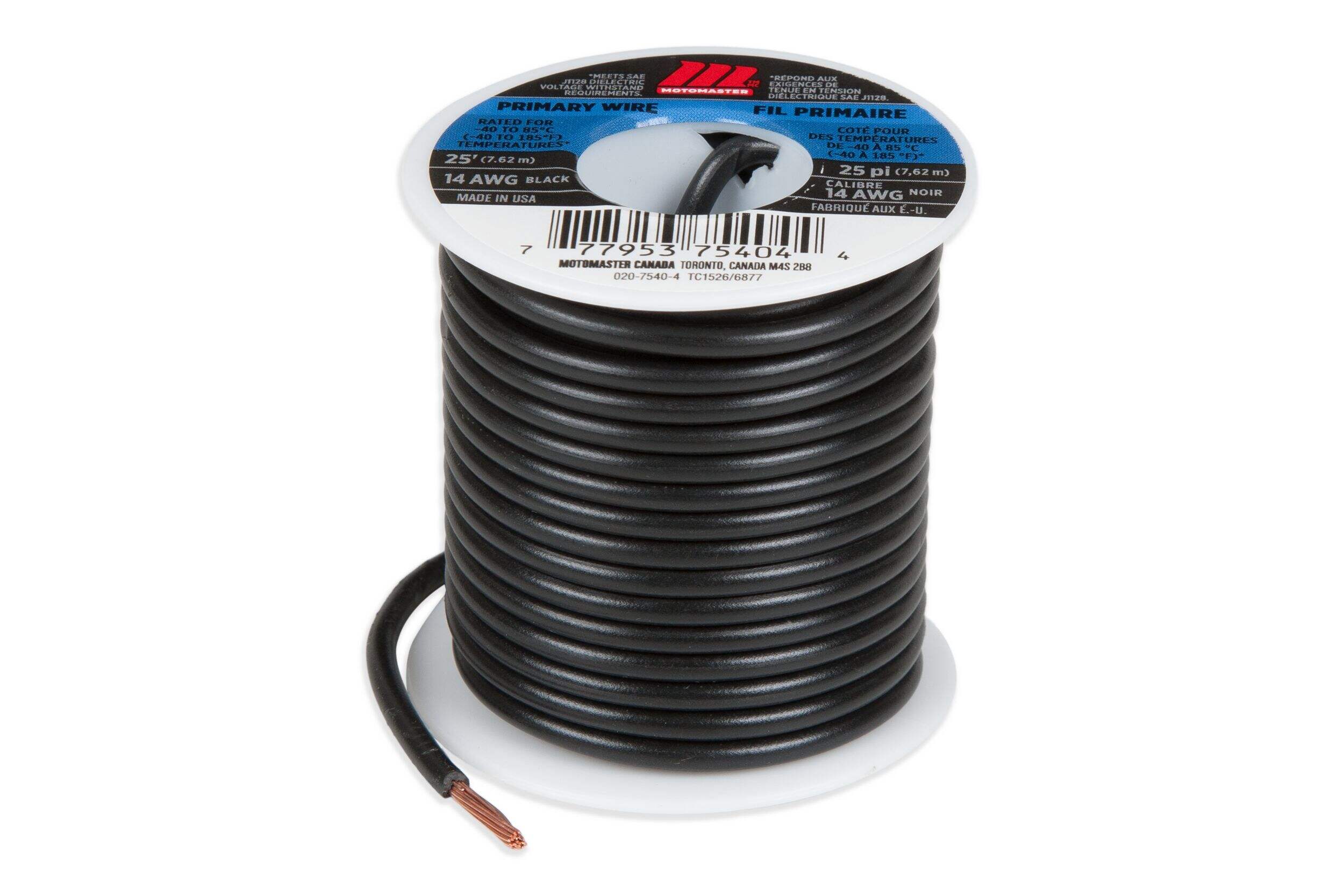 MotoMaster 14 AWG Gauge Wire, Black, 25-ft Front_Elevated