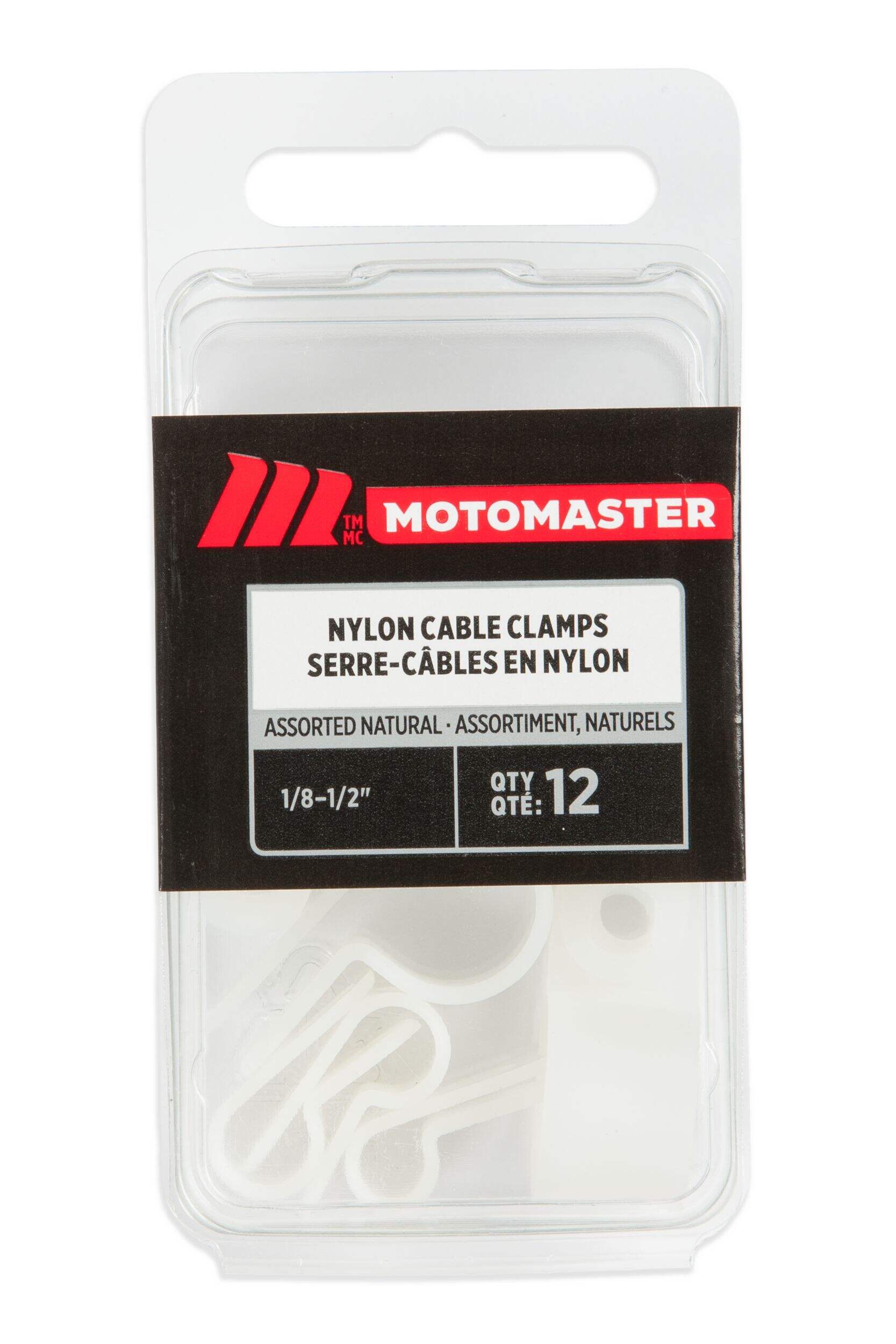MotoMaster Automotive Cable Clamps, Natural, Assorted, 12-pk Front_Flat