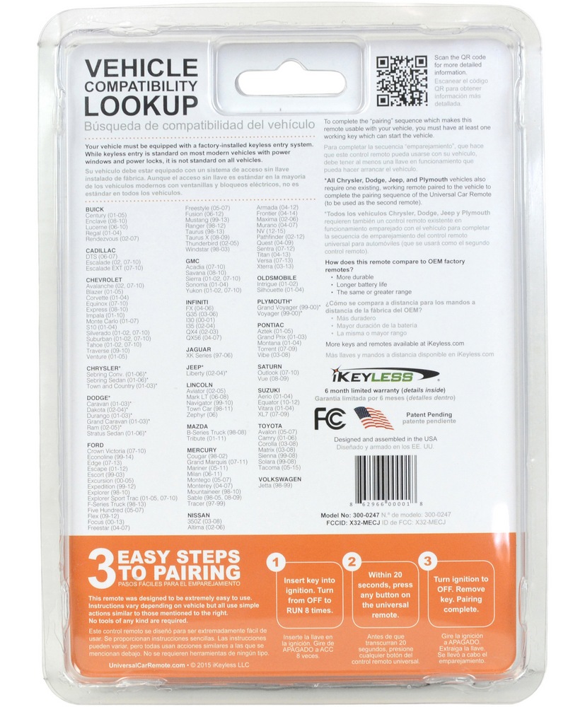 Universal Programmable Key Remote FOB Canadian Tire