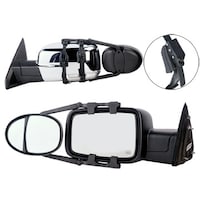 K-Source Dual-View Ratchet Lock Clip-On Mirror, Pair, Black Composite_or_Mixed