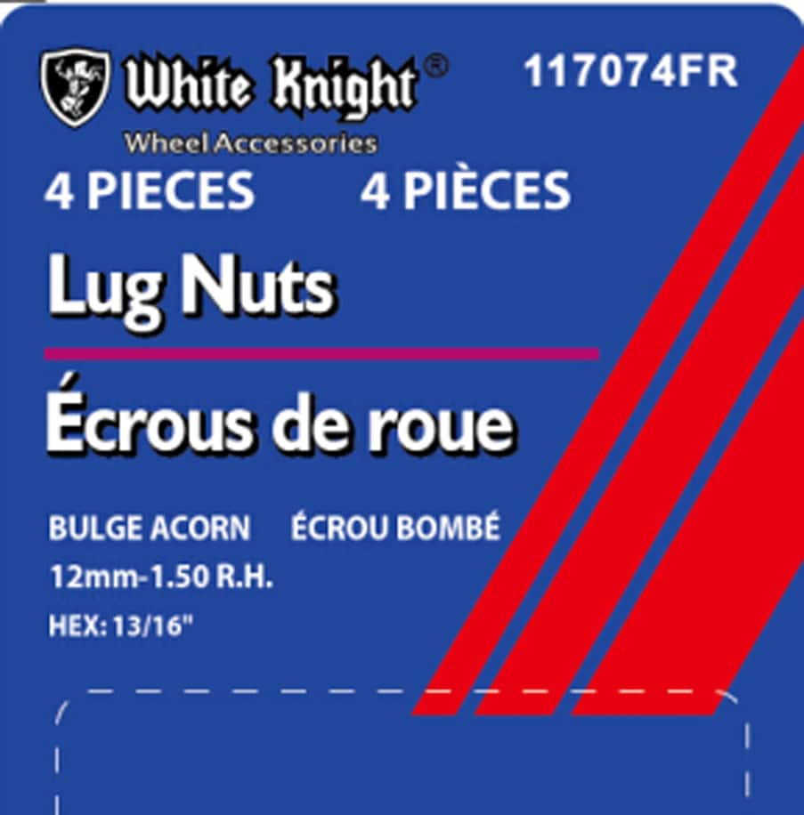 White Knight 117074FR Bulge Acorn Lug Nuts, Chrome, 4-pk Canadian Tire