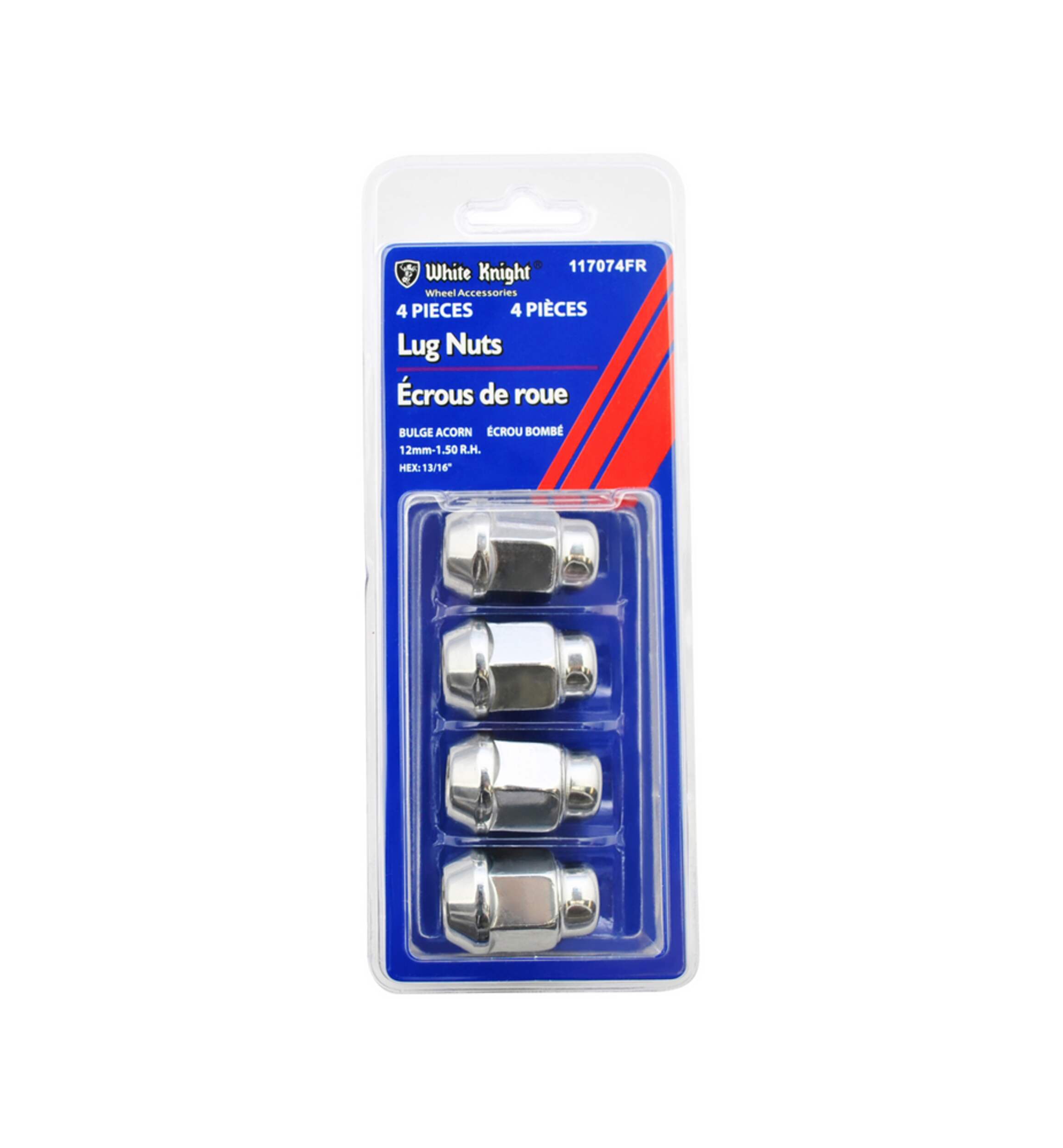 Écrou borgne bombé 117074FR White Knight, chrome, paq. 4 Front_Flat