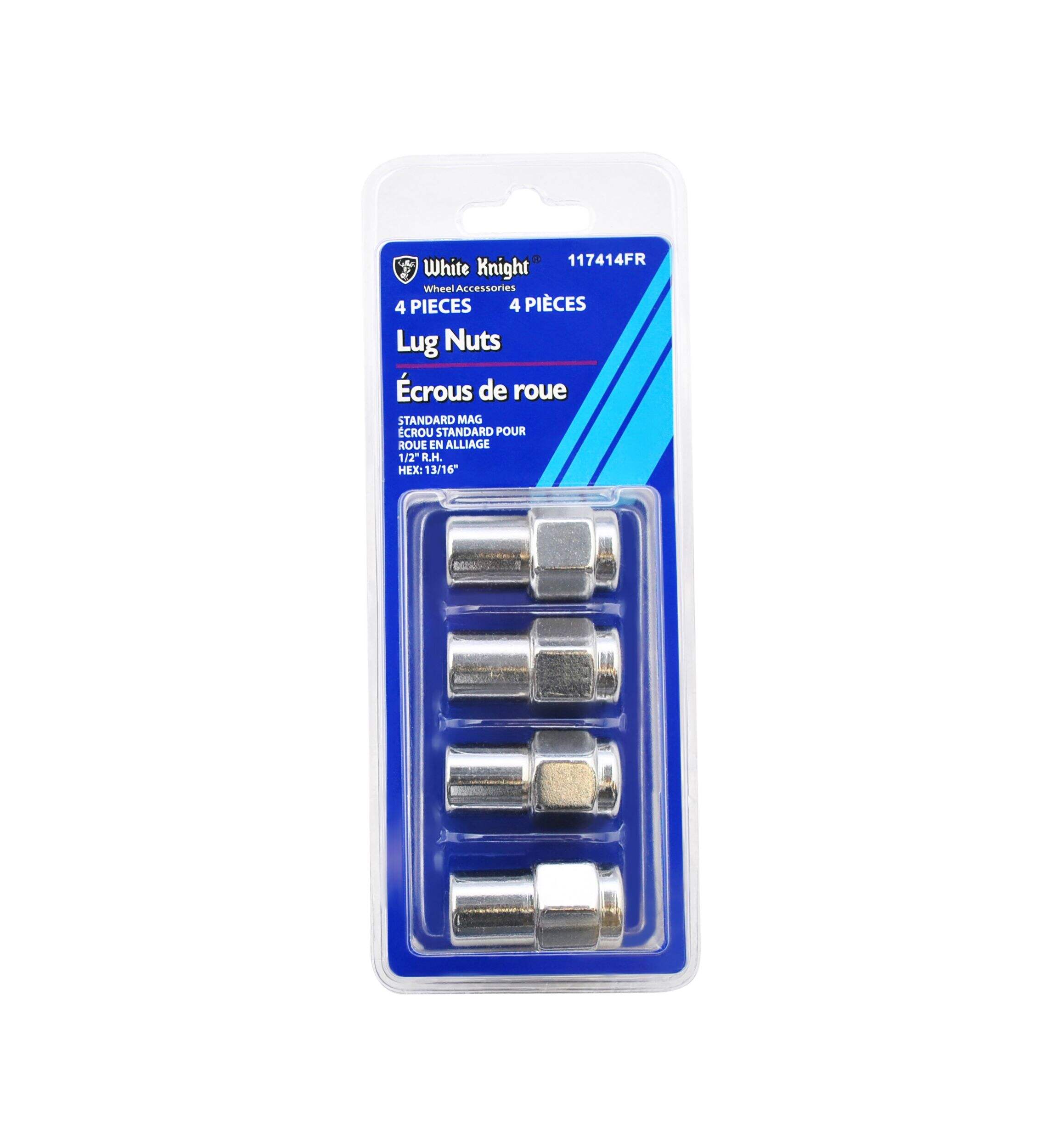 White Knight 1/2-in Standard Mag Lug Nut with Washer Front_Flat