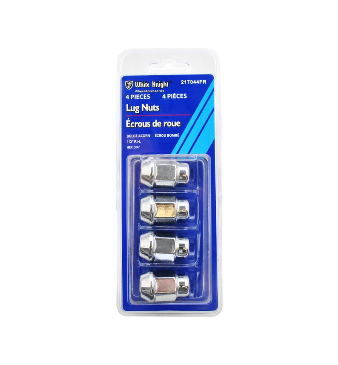 White Knight 217044FR Bulge Acorn Lug Nuts Chrome 4 pk