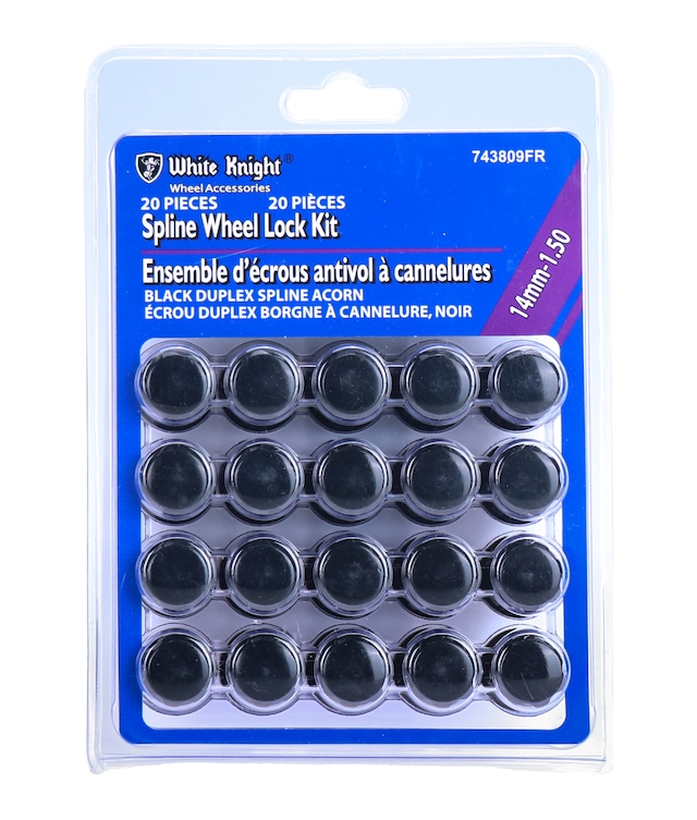 White Knight 14mmx1.5 Short Duplex Black Spline Lug Nut Canadian Tire