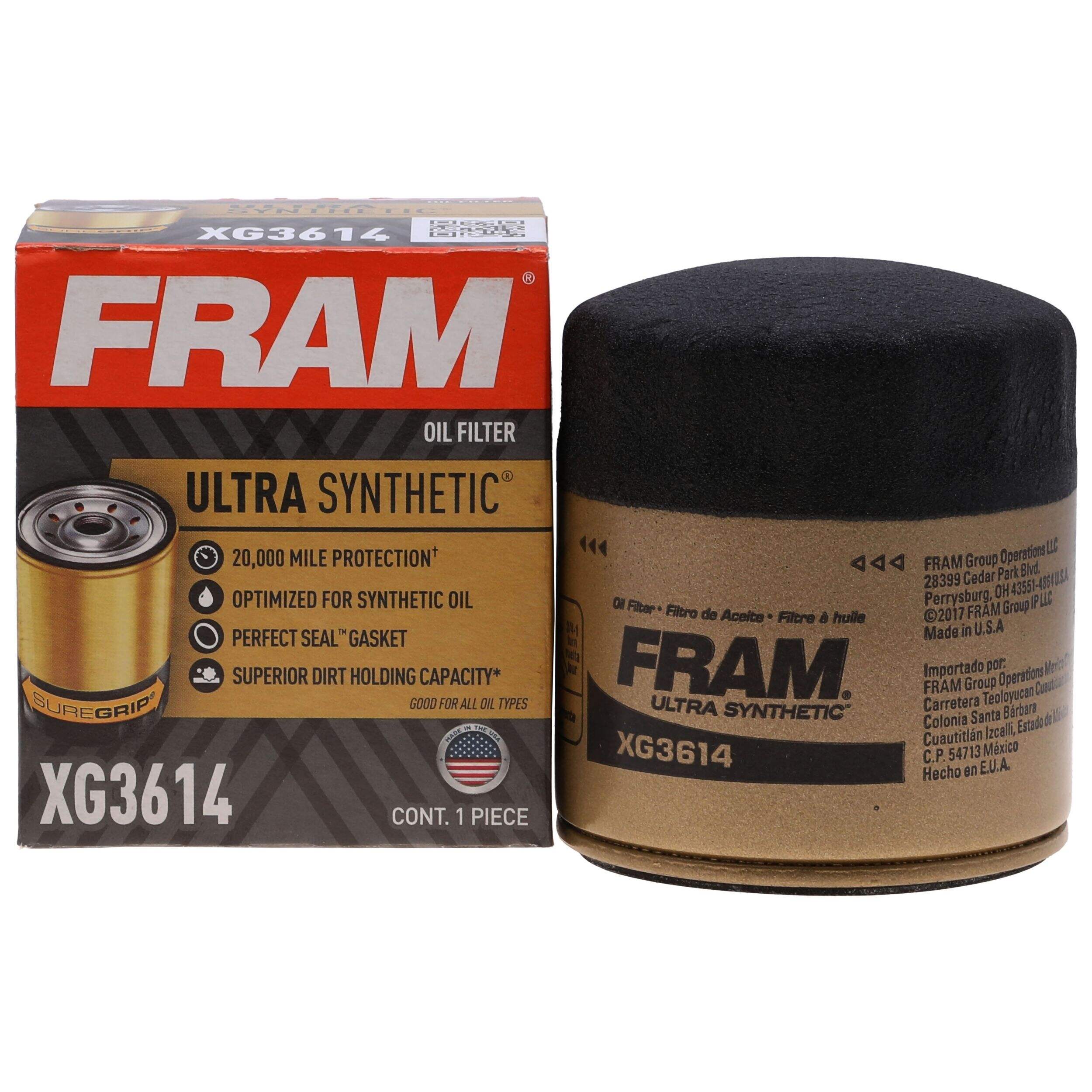 FRAM XG3614 Ultra Synthetic Oil Filter Front_Elevated