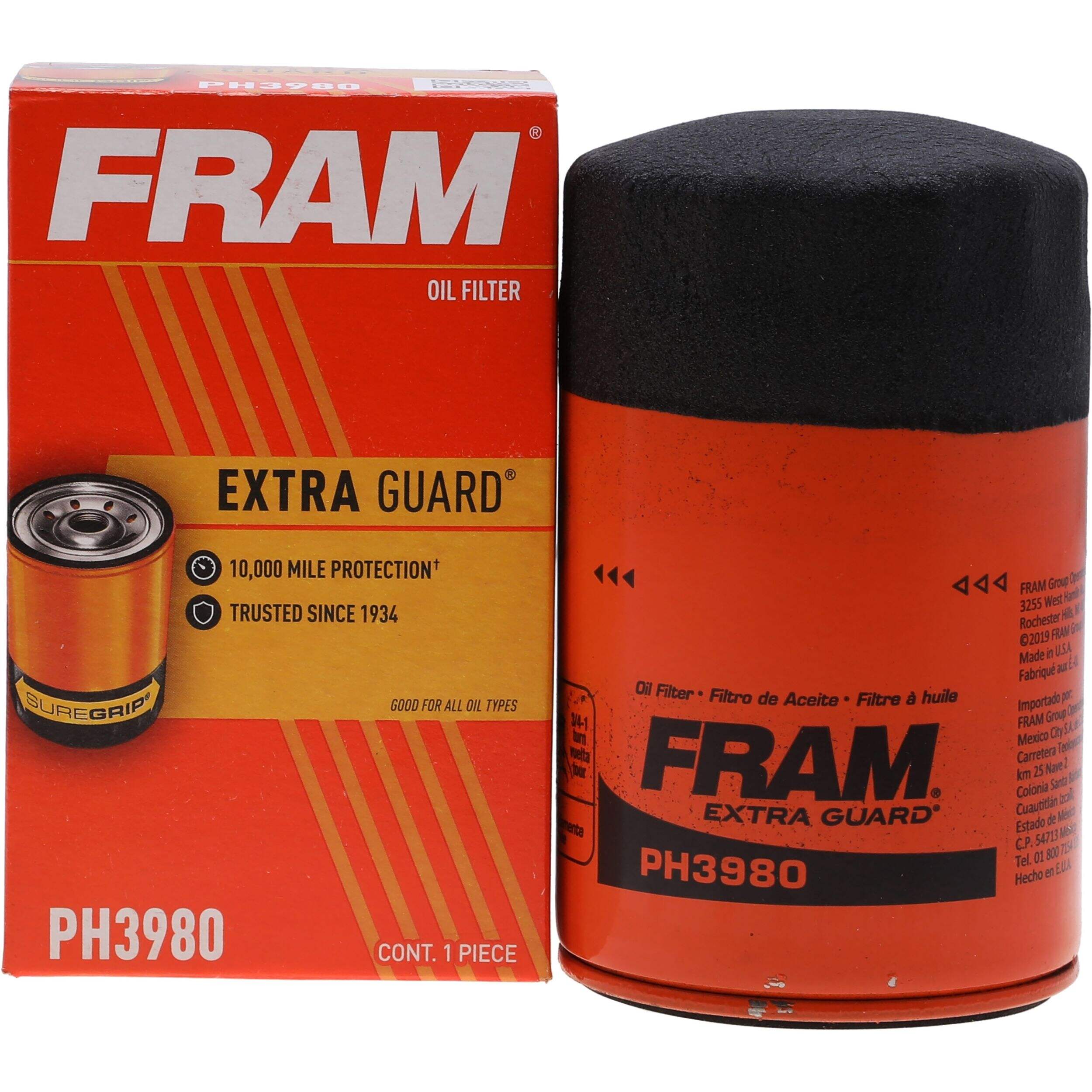 FRAM PH3980 Extra Guard Oil Filter Front_Elevated