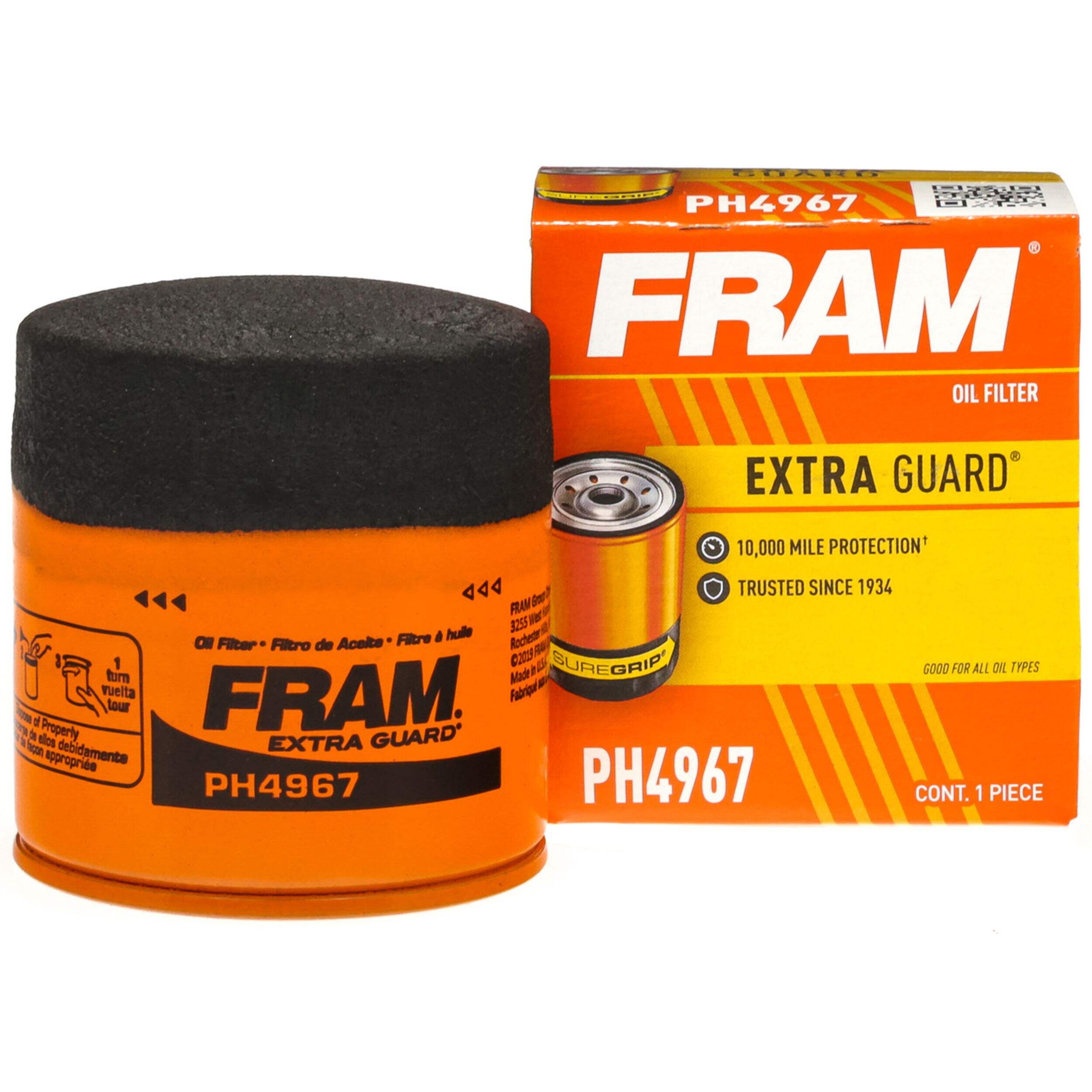 FRAM PH4967 Extra Guard Oil Filter Front_Elevated