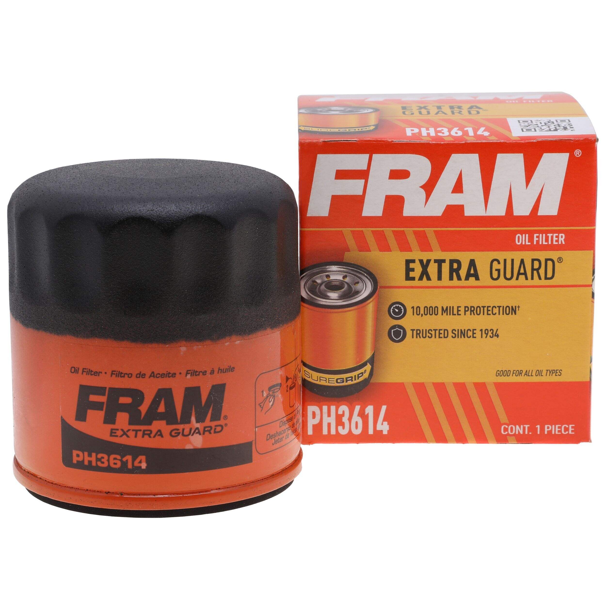 FRAM PH3614 Extra Guard Oil Filter Front_Elevated