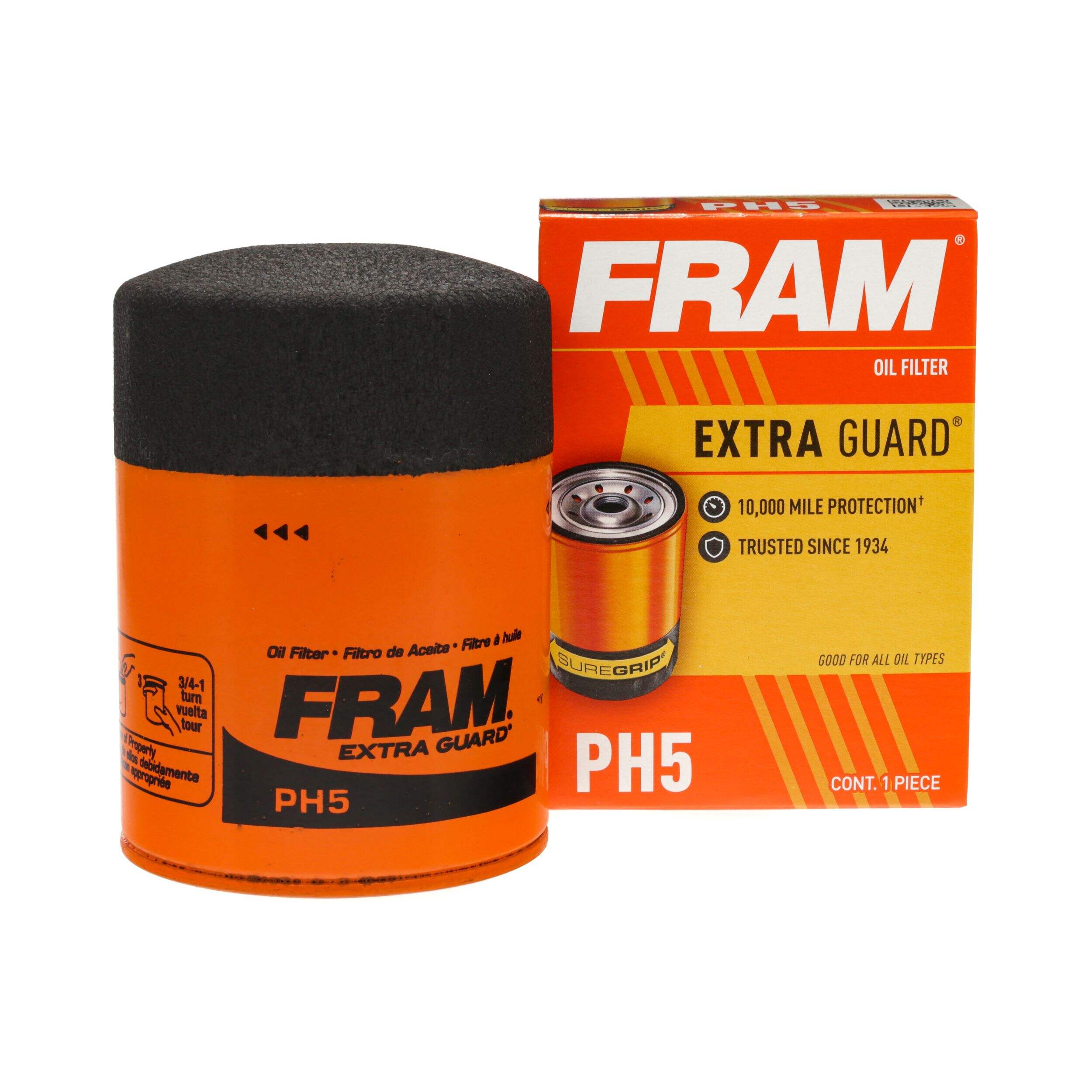 FRAM PH5 Extra Guard Oil Filter Front_Elevated