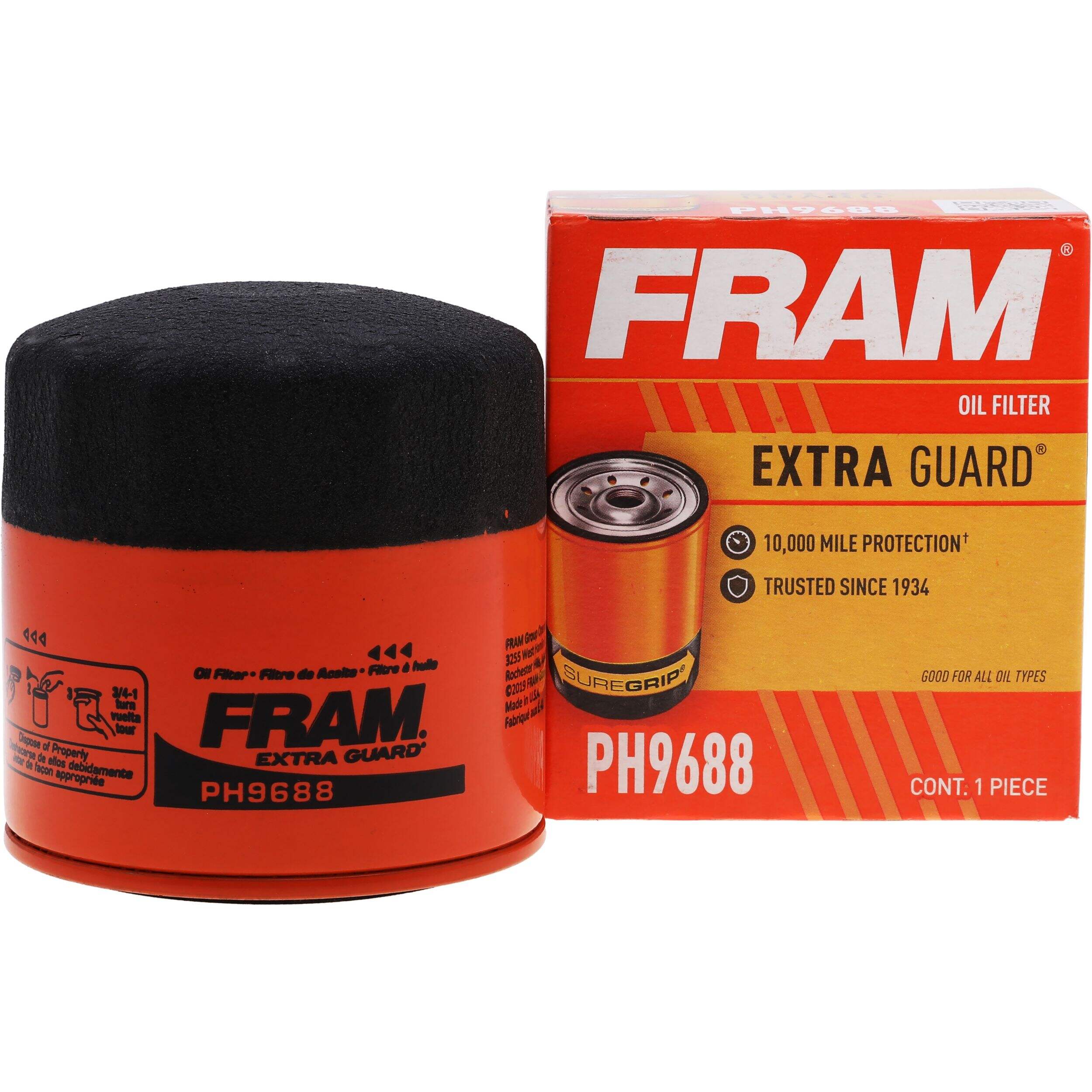 FRAM PH9688 Extra Guard Oil Filter Front_Elevated