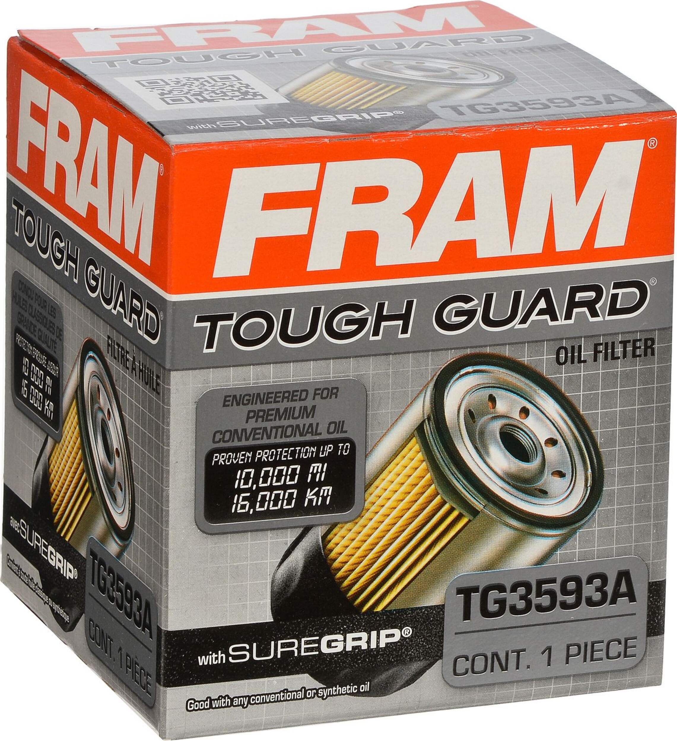 FRAM TG3593A Tough Guard Oil Filter Front_Angled_Right