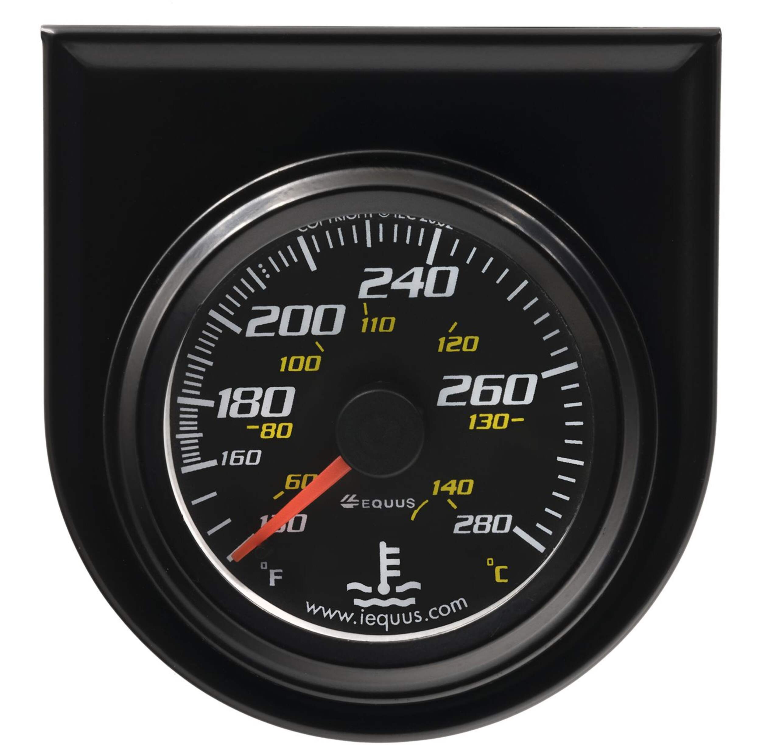Sunpro 2-in. Black Water/Oil Temperature Gauge Front_Flat