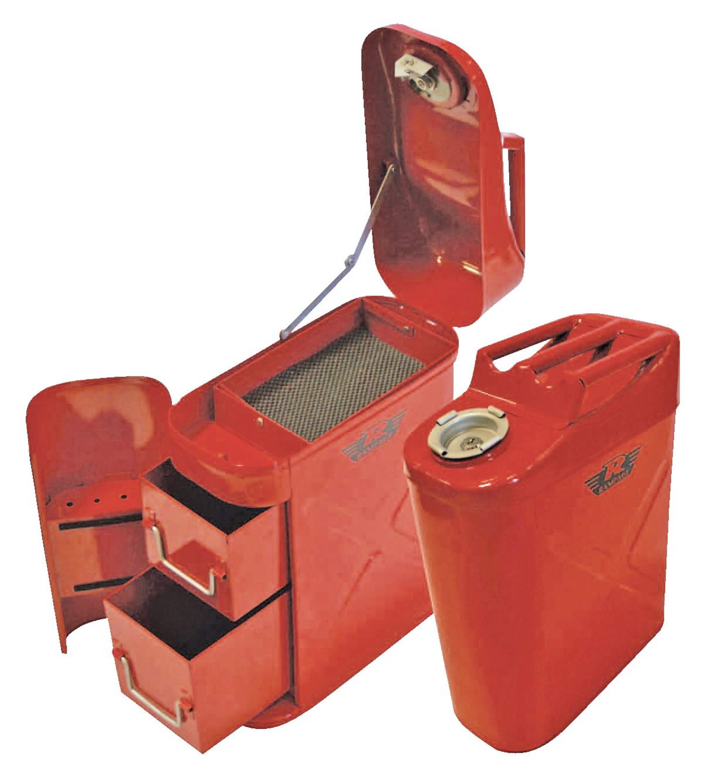 Rampage Trail Can Utility Tool Box, Red Front_Angled_Left