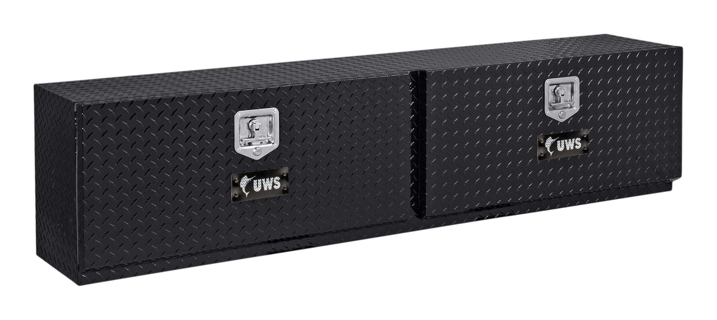 UWS TBTS-72-BLK Aluminum Double-Door Topside Truck Tool Box, Gloss Black, 72-in Front_Angled_Right