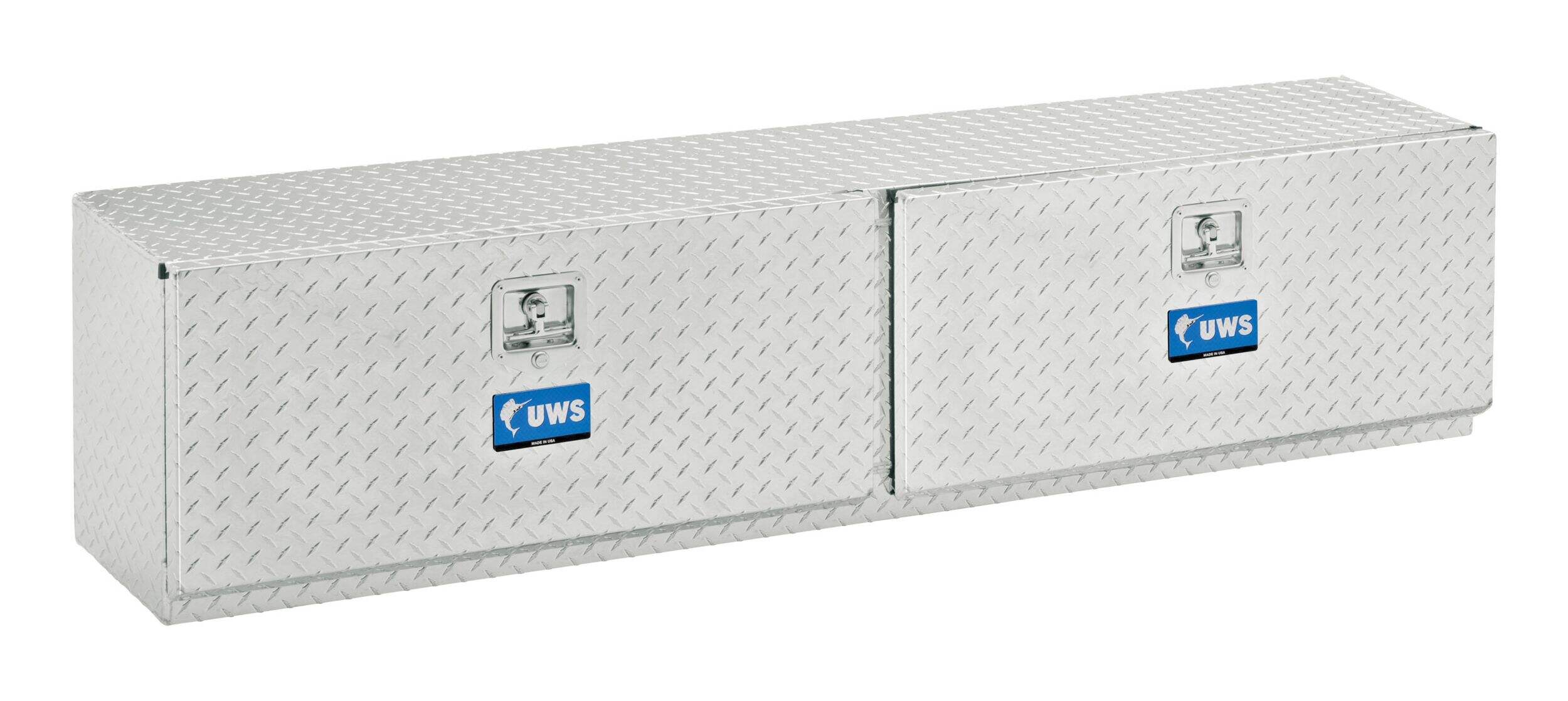 UWS TBTS-96 Bright Aluminum Double-Door Topside Truck Tool Box, 96-in Front_Angled_Right