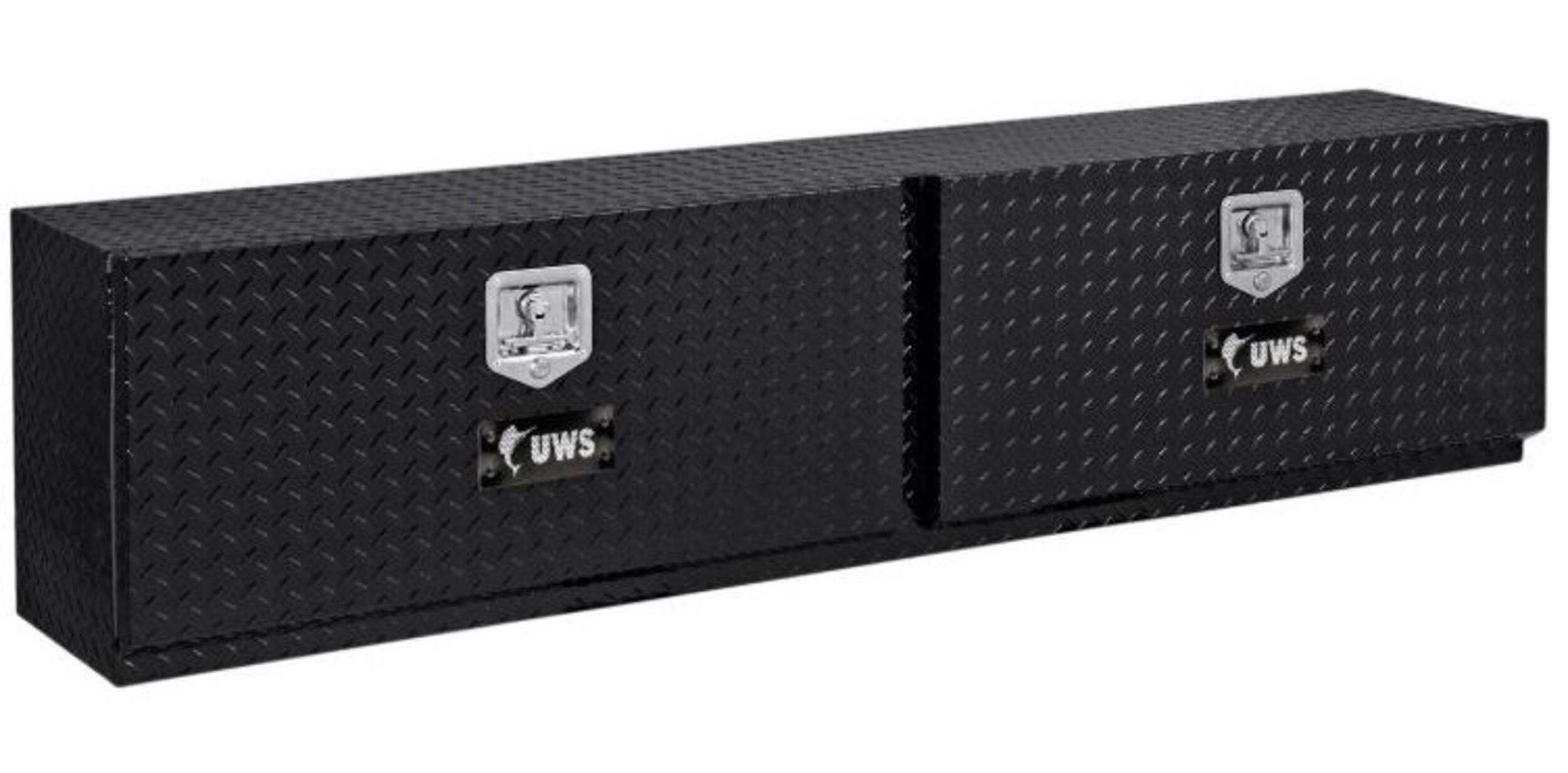 Coffre à outils de surface pour camion UWS TBTS-96-BLK, 2 portes, noir lustré, aluminium, 96&nbsp;po Front_Angled_Right