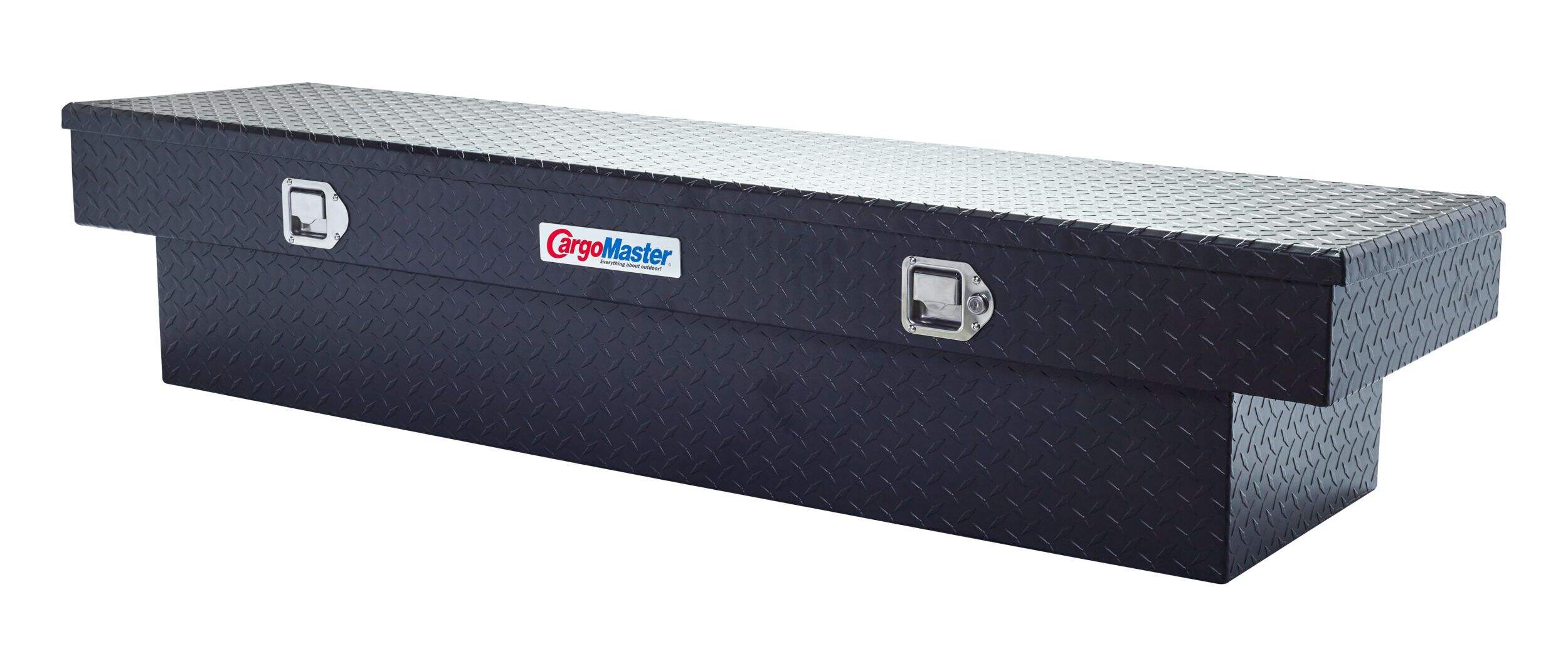 CargoMaster Truck Box with Slim Crossover, Black Front_Three_Fourths_Angled_Left