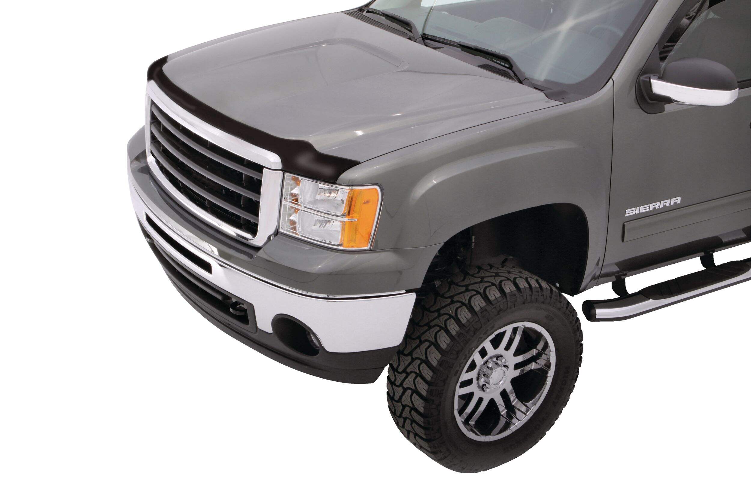 AVS Aeroskin Hood Deflector, Smoke Front_Angled_Left