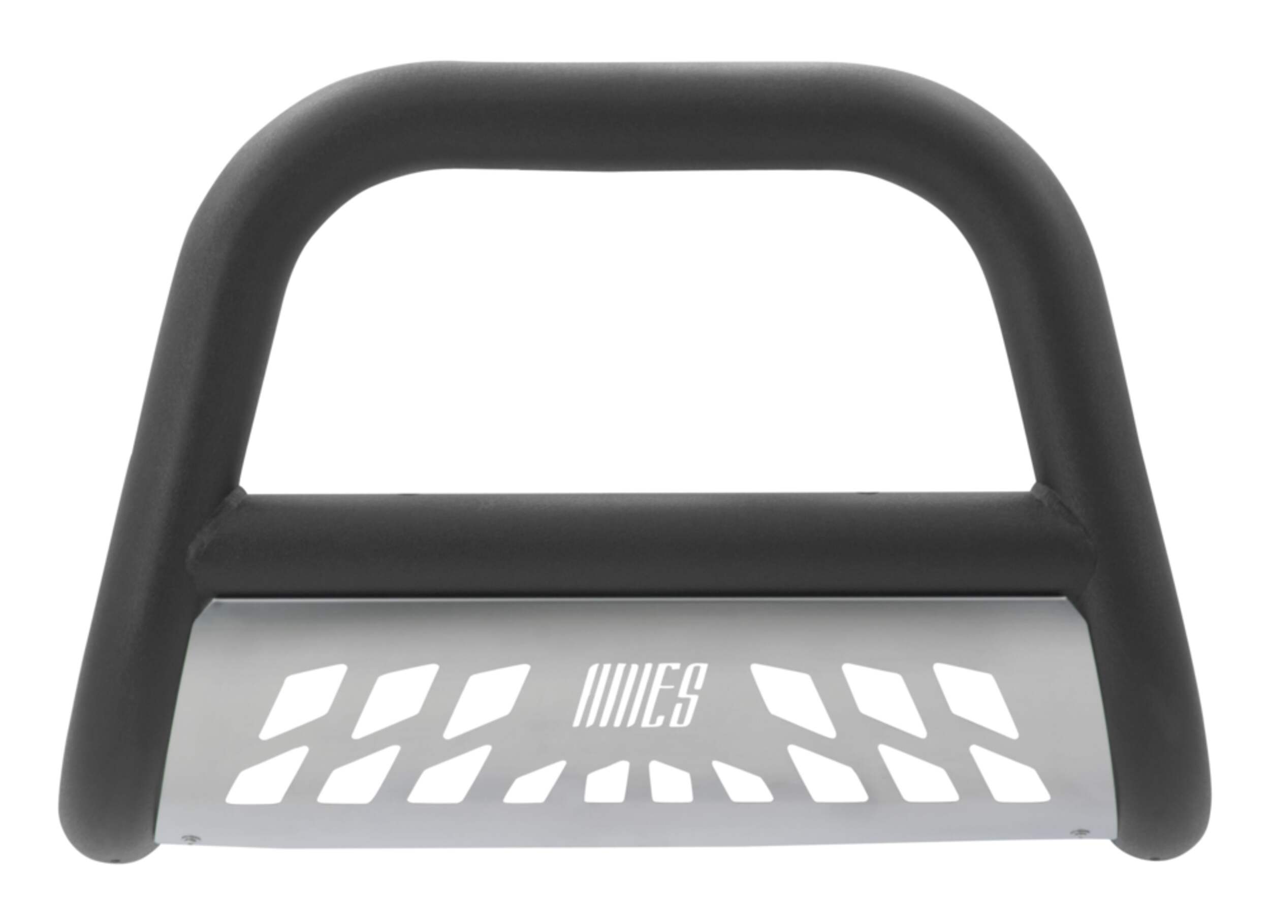 Aries Big Horn Bull Bar, Textured Black with SS Skid Plate, 4-in Front_Flat