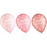 Ballons en latex Happy Birthday, or rose, 11 po, paq. 15 Front_Flat