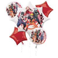 Bouquet de ballons en aluminium satiné Naruto, multicolore, ruban et gonflage hélium compris, pour fête d'anniversaire Front_Flat