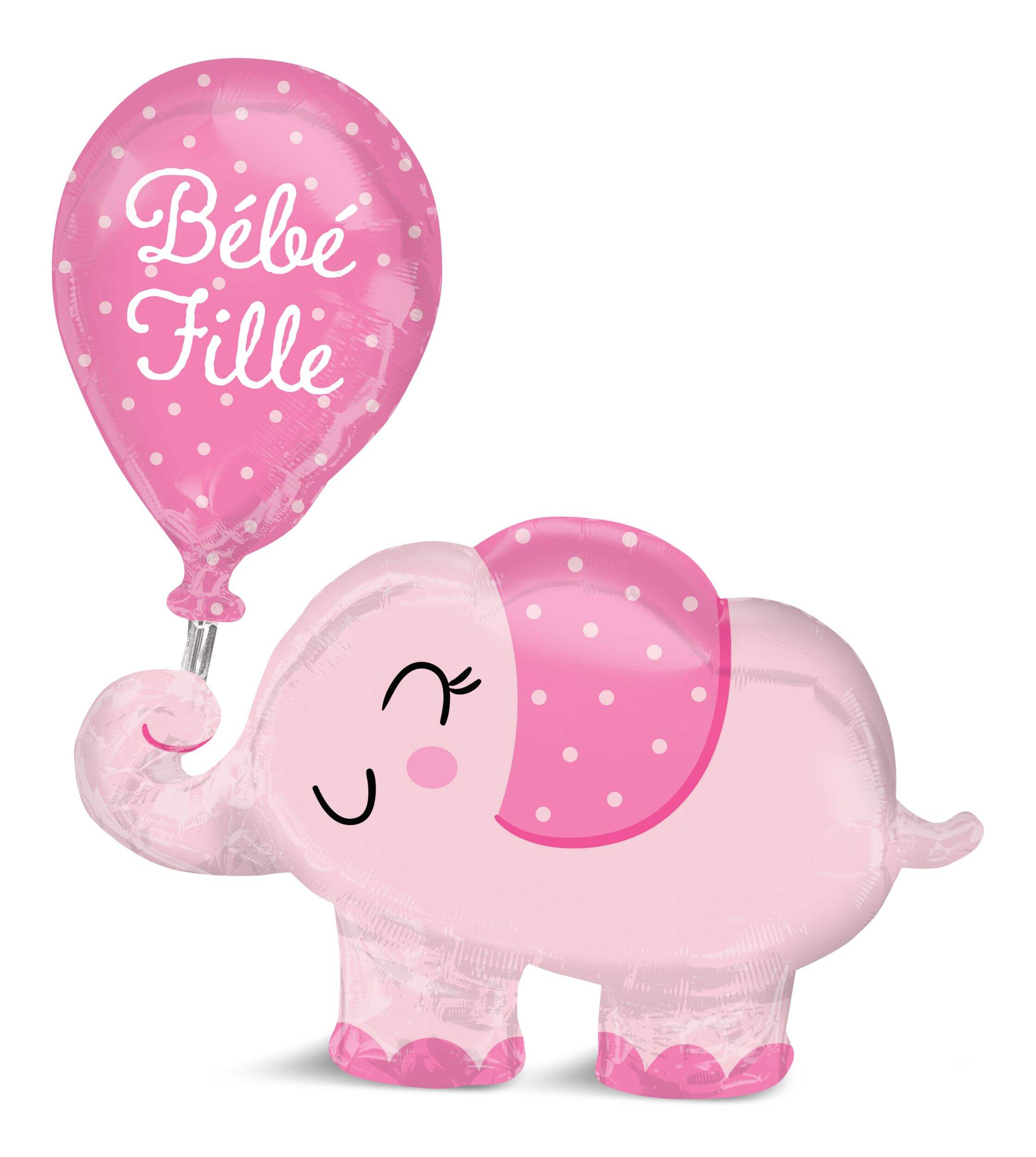 Grande grappe de ballons en forme d'éléphant Baby Girl, français Front_Flat