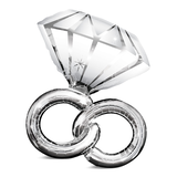 Diamond Ring Satin Foil Balloon, Silver/White, 30-in, Helium Inflation & Ribbon Included for Engagement/Wedding Front_Flat