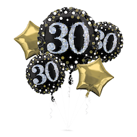 Sparkling Celebration 30th Birthday Foil Balloon Bouquet, 5-pc Front_Flat