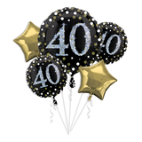 Bouquet de ballons étincelants en aluminium Celebration, 40e anniversaire Front_Flat