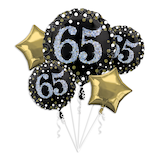 Bouquet de ballons en aluminium étincelants, 65e anniversaire Front_Flat