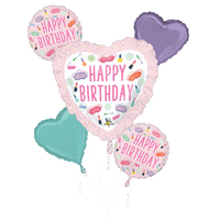 Bouquet de ballons en aluminium satiné Soirée spa, multicolore, ruban et gonflage hélium compris, pour fête d'anniversaire