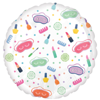 Ballon en aluminium satiné rond à motif Soirée spa, rose/blanc, 18 po, gonflage à l'hélium inclus pour fête d'anniversaire