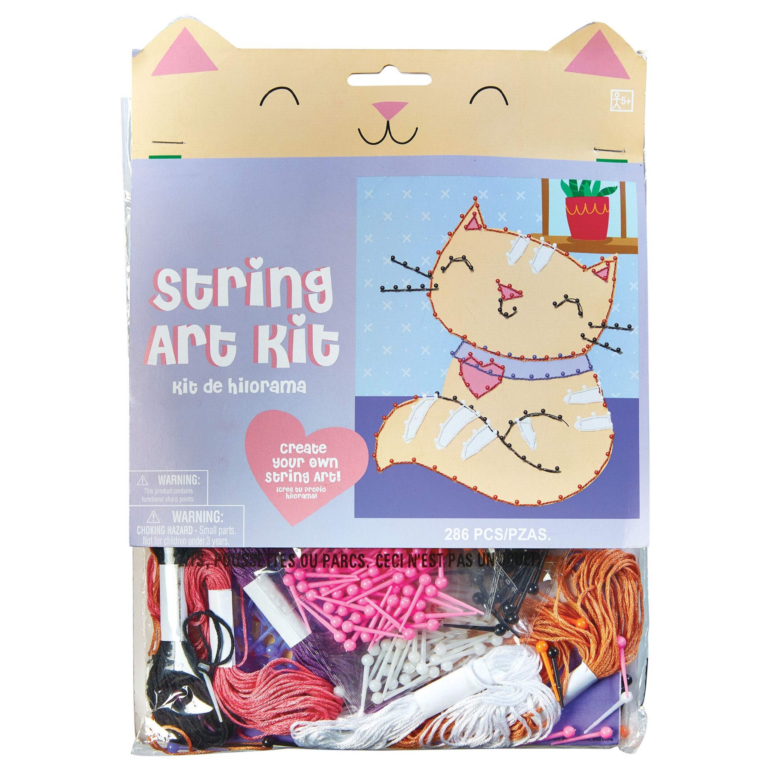 Kitty Cat String Art Kit, Multi-Coloured, Ages 5+, for Kids Arts & Crafts/Birthday Favour Front_Flat