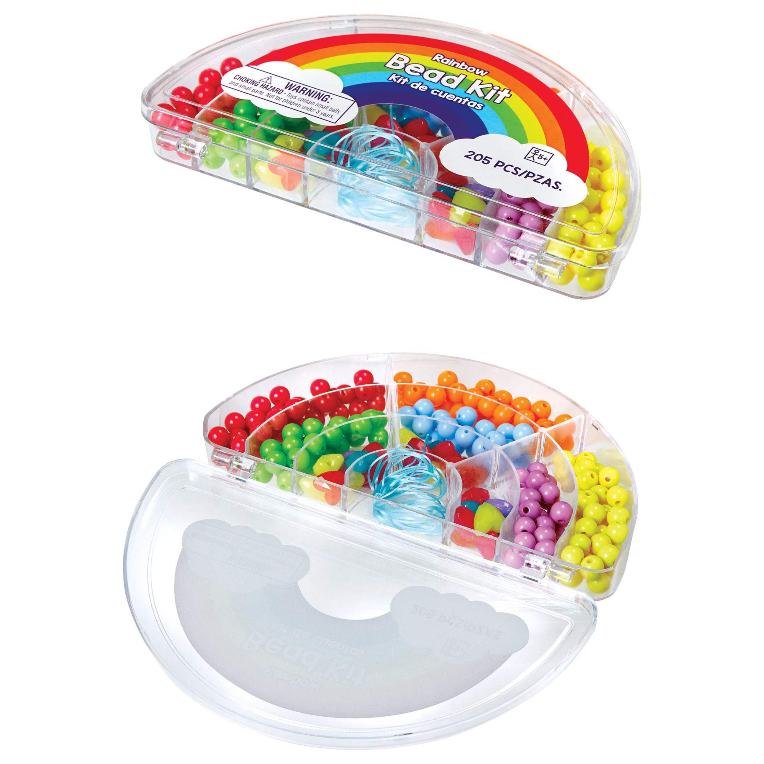 Rainbow Jewelry Making Kit with Beads for Crafts, Multi-Coloured, 205-pk, for Arts & Crafts/Birthday Favour Overhead_Plunge
