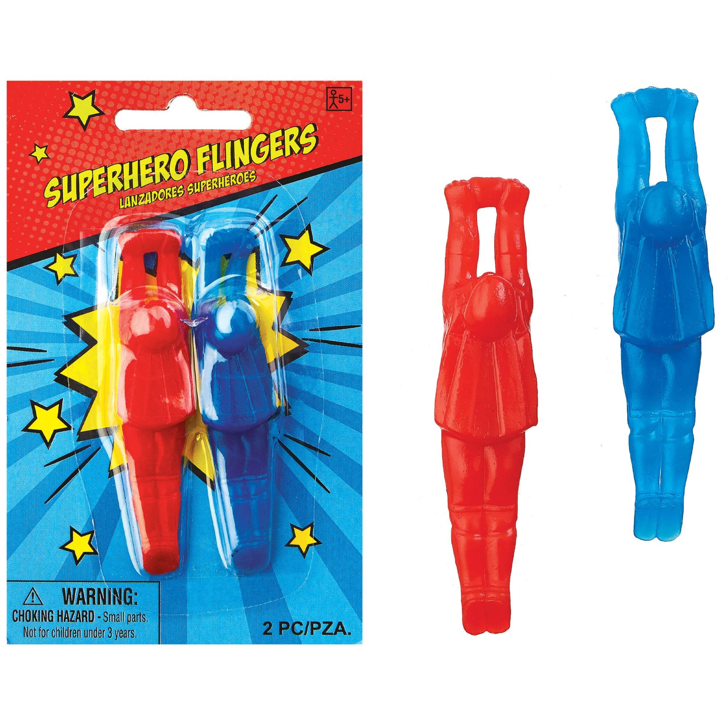 Super Hero Flinger Toy Favours, Red/Blue, 2-pk, for Birthday/Party Loot Bag Composite_or_Mixed