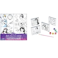 Disney Princess Once Upon A Time Colour Your Own Canvas Painting Kit, Multi-Coloured, 11-pk, for Arts & Crafts/Birthday Favour