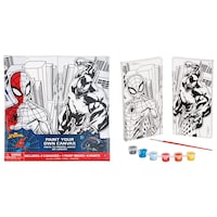 Disney Marvel Spider-Man Colour Your Own Canvas Painting Kit, Multi-Coloured, 9-pk, for Marvel Arts & Crafts/Birthday Favour