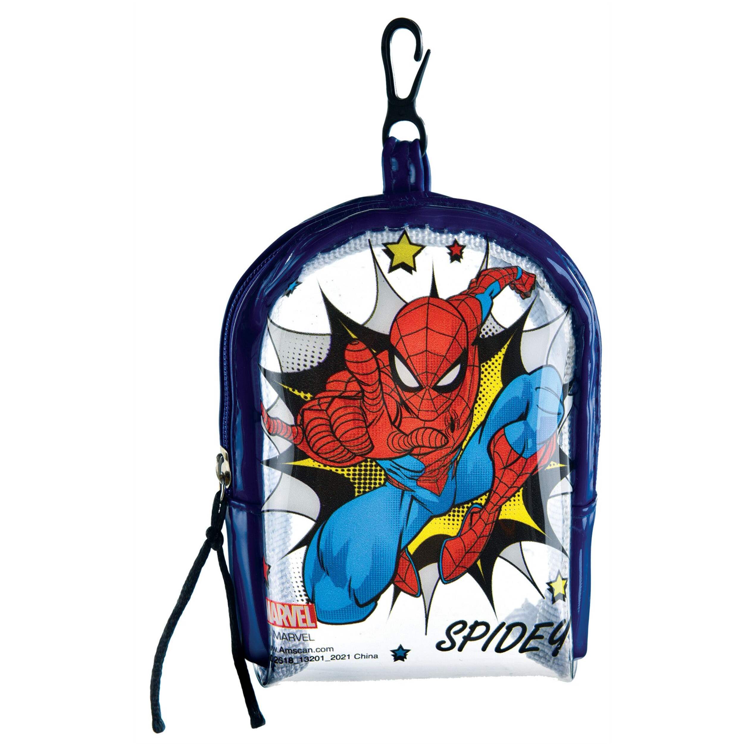 Disney Marvel Spider-Man 'Spidey' Backpack Clip-On, Red/Blue, for Birthday/Party Favour Front_Flat