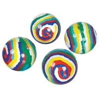 Rubber Bounce Ball Toy Favours, Multi-Coloured Bouncy Balls, Striped Marble, 8-pk, for Birthday/Party Favour