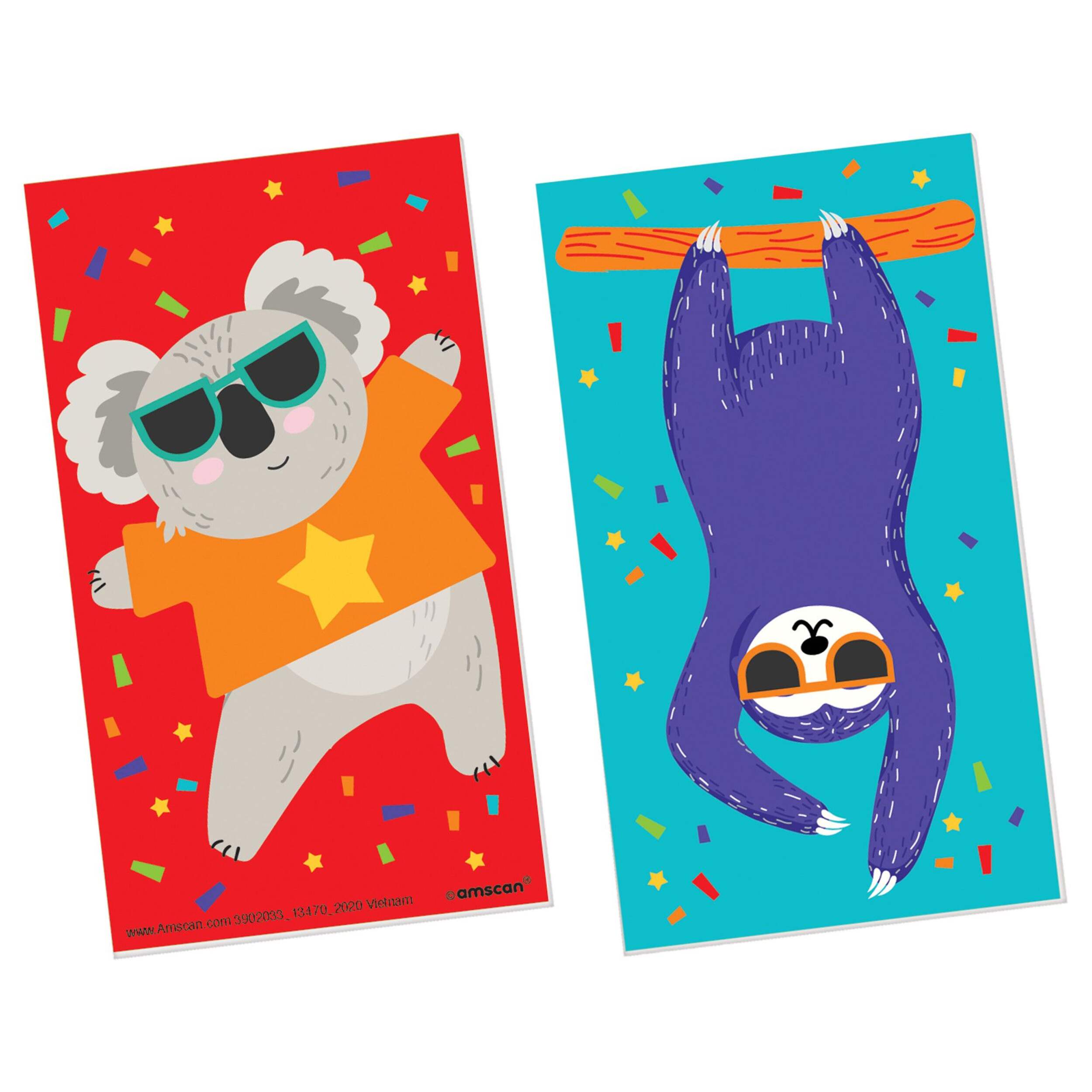 Koala & Sloth Notepad Books, Red/Blue, 24-pk, for Arts & Crafts/Birthday Favour Front_Flat