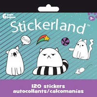 Cats Mini Stickerland Sticker Pack, Multi-Coloured, 6 Sheets, 120-pk, for Arts & Crafts/Birthday Favour, Cat Stickers for Kids Front_Flat