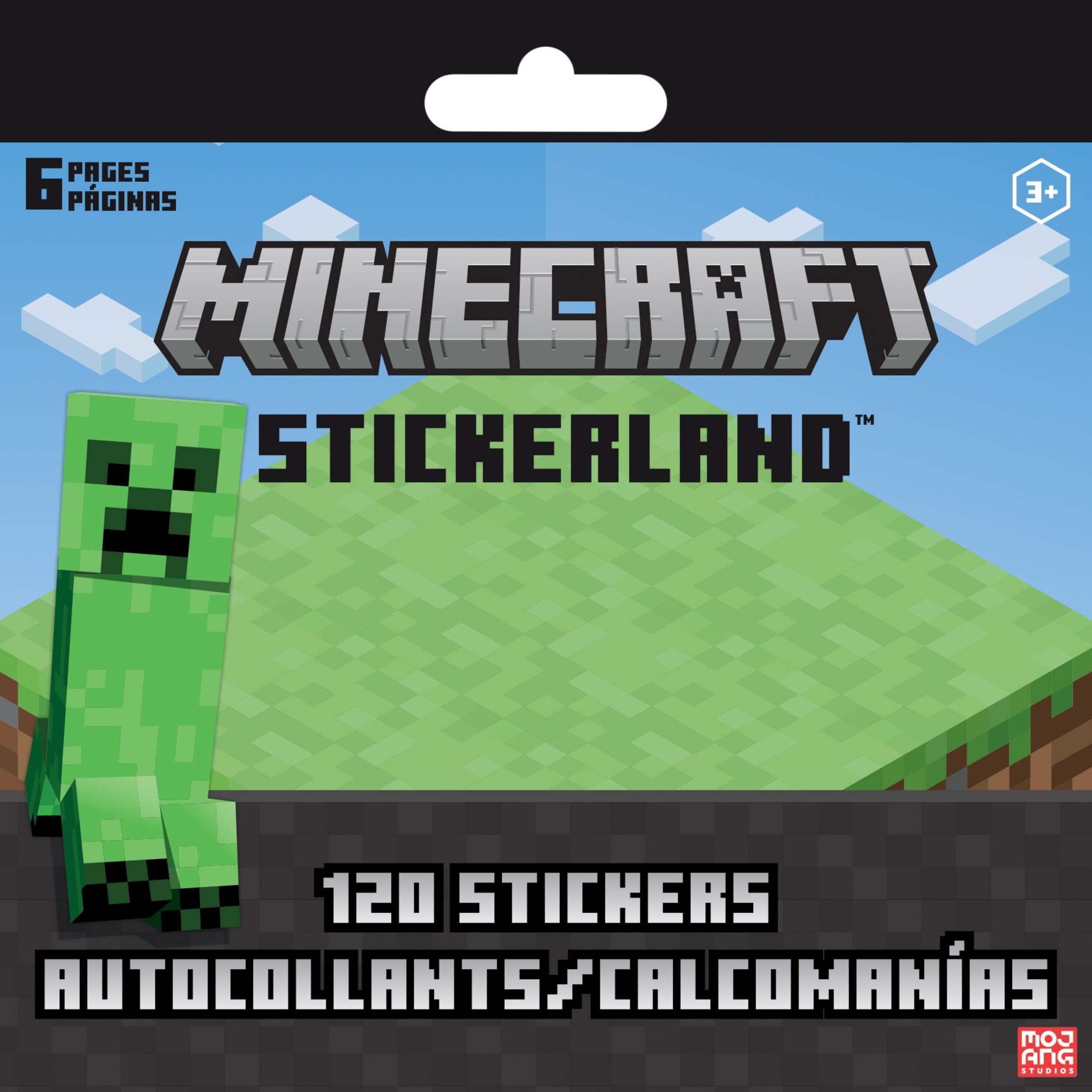 Minecraft Mini Stickerland Sticker Pack, Multi-Coloured, 6 Sheets, 120-pk, for Arts & Crafts/Birthday Favour Front_Flat
