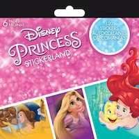 Disney Princess Once Upon A Time Ariel/Belle/Beast Mini Stickerland Sticker Pack, Multi-Coloured, 6 Sheets, 120-pk, for Arts & Crafts/Birthday Favour Front_Flat